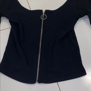long sleeve zip up crop top